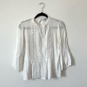 Off white lace detail work top